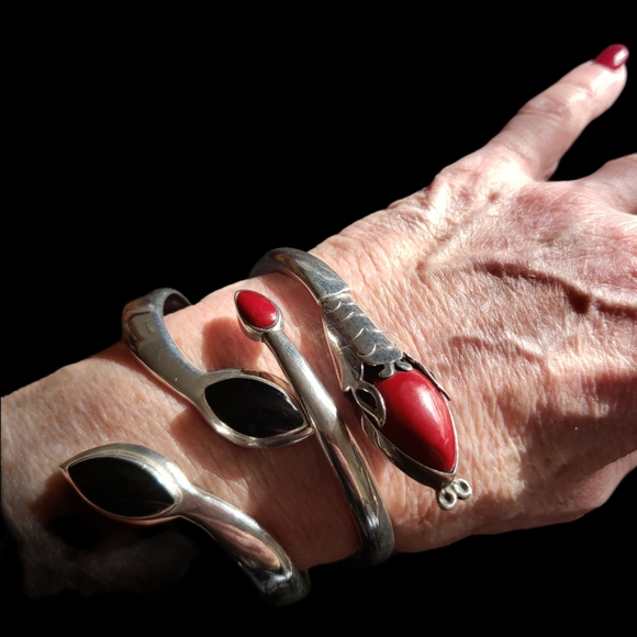 Vintage Jewelry - VINTAGE TAXCO MEXICO STERLING CUFF BRACELETS